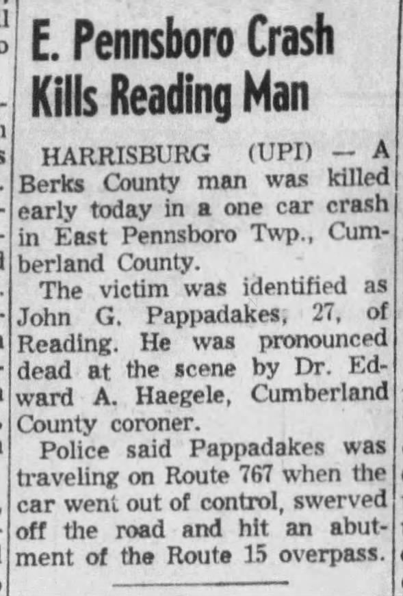 John G Pappadakes May 17 1968